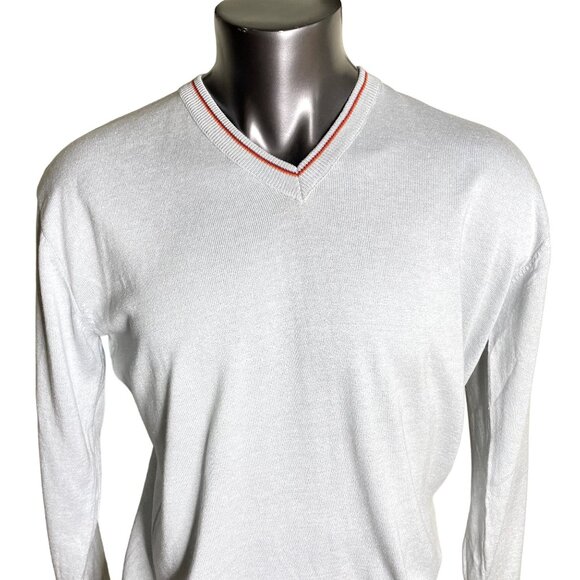 Mens  Gray  Sweater Pullover V Neck Preppy Y2K Shirt Size XL u - Picture 2 of 6